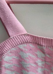 Pink Houndstooth Knit Crop Top