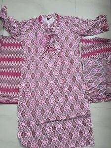 Pink Diamond Print Kurti Set