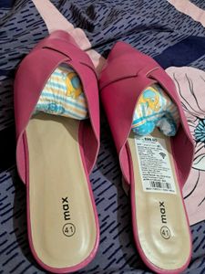 Pink Leather Flat Sandal
