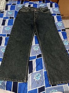 Preloved Black Wide-Leg Denim Jeans
