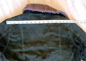 Dark olive green Fur denim jacket