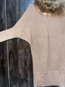 Elegant Feather Trim Sweater