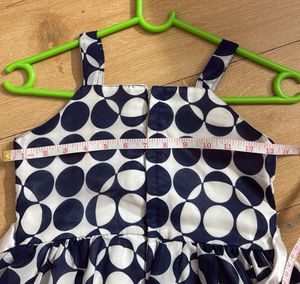 Navy Blue And White Polka Print Frock