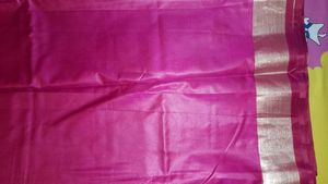 Pink Silk Saree with Gold Border