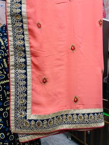 Peach Embroidered Saree