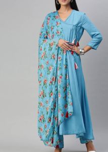 Blue Kurta Suit Set With Dupatta