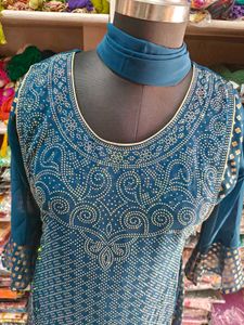 Moti Work Kameez With Koti And Dupatta