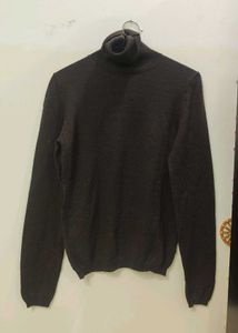 Brown Turtleneck Ribbed Top