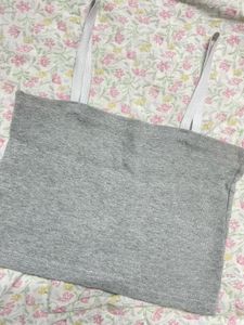 Ribbed Grey Strap Top
