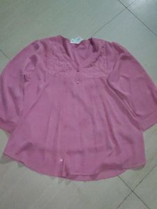Elegant Pink V-Neck Blouse