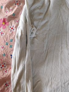 White Full Sleeve H&amp;M Ribbed Top