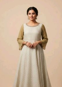 Elegant White & Gold Embellished Kurti