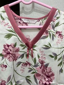 Floral Print Top ,top Part Of Night Wear