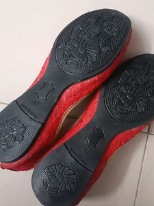 Brand New Red Juttis, with embroidery design
