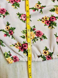 Floral Print Short Sleeve Balloon Top