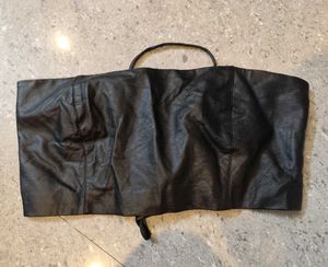 Black Leather Tie Back Tube Top