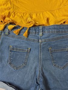 Girls&#39; Pineapple Denim Shorts Set