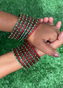 Red &amp; Green  Valaikappu Bangles Set