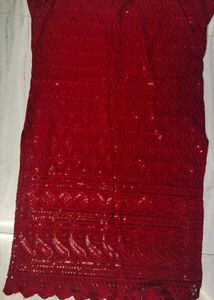 Maroon Embroidered Kurta