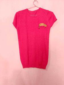 Shimmery heart pink top