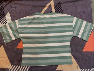 Green And White Color Crop Top