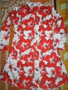 Red Hibiscus Print Dress