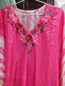 Pink Embroidered Kaftan Kurta set