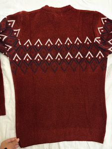 Stylish Maroon Patterned Sweater