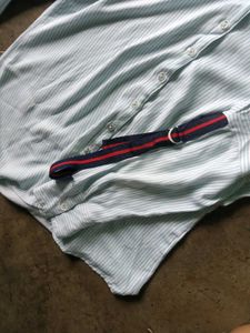 Striped Button-Down Oversized Shirt 👔💙