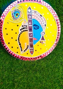 Lippan Art Mirror Wall Decor Handmade - Kanha Ji
