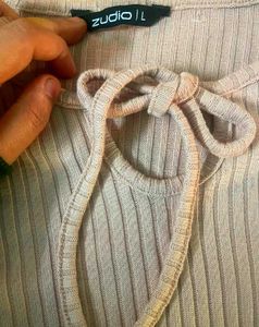 Pink Ribbed Long Sleeve Dress