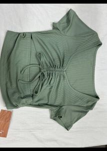 Summer Cut Out Fancy Top With Drawstrings