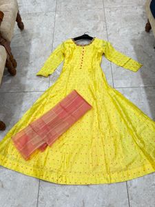 Elegant Yellow Anarkali Kurta Set