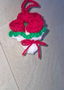 Crochet Rose Bouquet Keychain