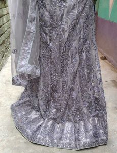 Grey Embellished Lehenga Set