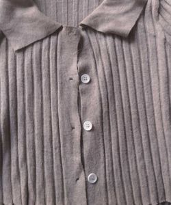 Black And Grey Knit Cropped Cardigan