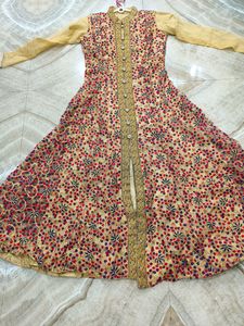 Front Open Long Kurti With Plazzo & Dupatta