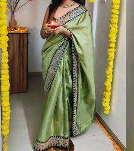 Olive Green Saree