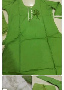 Green Embroidered Kurta Set