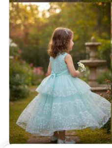Cute Aqua Girls Party Dress