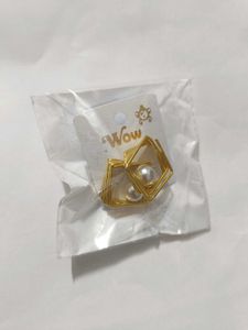 Gold Geometric Pearl Earrings