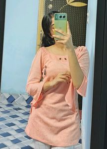 Size S Peach Flared Sleeve Top