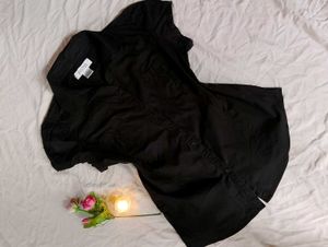 Black Button-Down Shirt Top