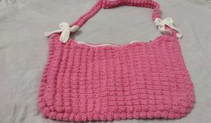 Pink Crochet Crossbody Bag