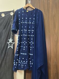 Elegant Blue Embroidered Kurta Set