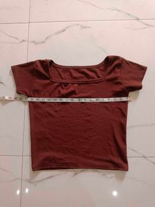 Brown Deep Neck Top