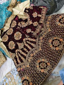 kids Maroon Velvet Lehenga Choli 10 to 13 years gi