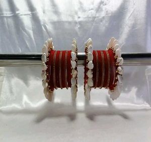 Red &amp; White Bangle Set