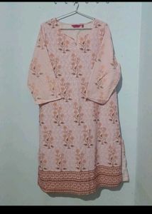 Floral Print Chikankari Tunic Dress
