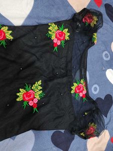 Embroidered Black Dress